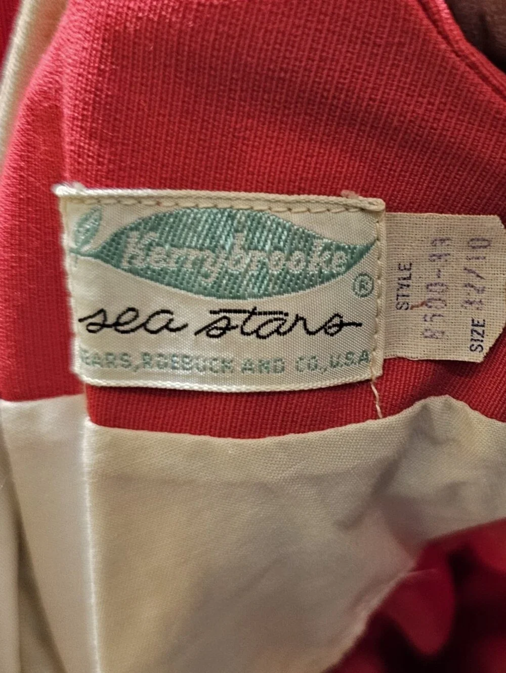 VTG 1950s Kerrybrooke Sea Stars Ruched One Piece Swimsuit Red